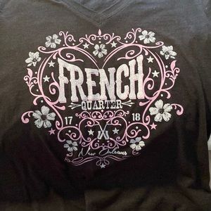 Cute French Quarter t shirt in black and pink
